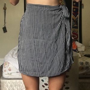 American Eagle Blue & Grey Striped Wrap-Skirt *NWT